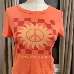 American Eagle Outfitters Orange Graphic Tee women Large slightly cropped